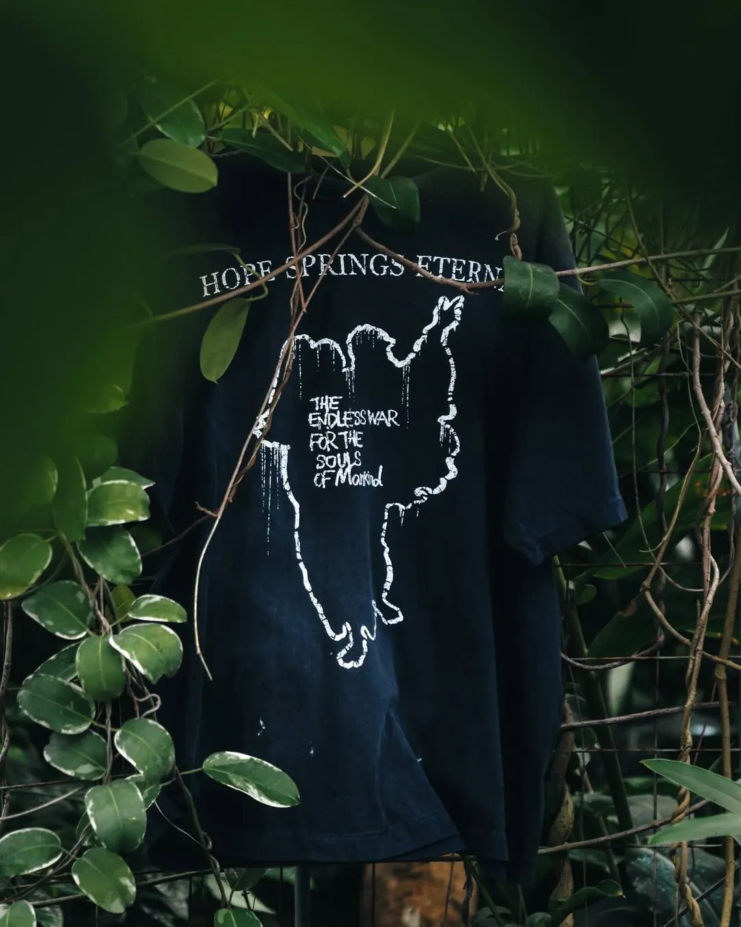 SAINT Mxxxxxx SS TEE/HOPE SPRING/BLK Jesus slogan retro distressed TEE, washed black S-XL, consistent with the original version, cylindrical side seam OE yarn fabric, garment dyeing, heavy wash water fading, bust bandage fading, correct version matching, original matching accessories, original level printing restoration
